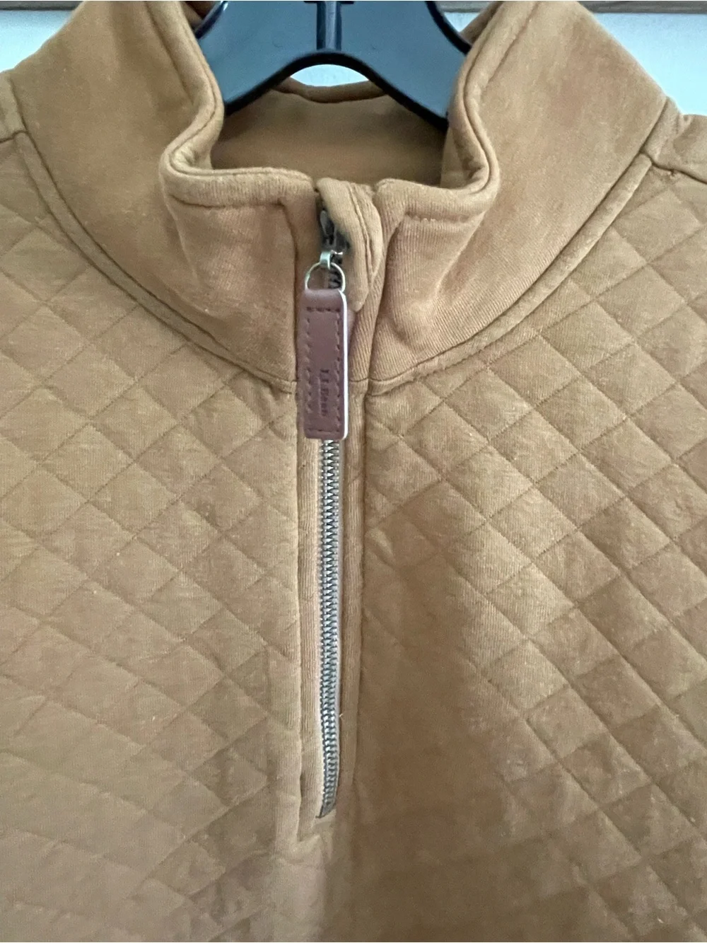 LL Bean Quilted Half-Zip Sweater in Brown - Picture 8 of 9